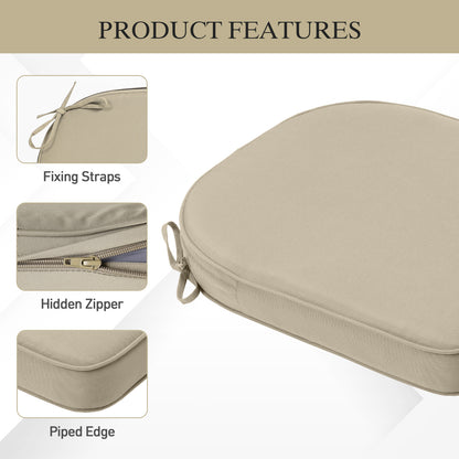 Outdoor Dining Chair Cushions Set, Patio Seat Pads, Khaki