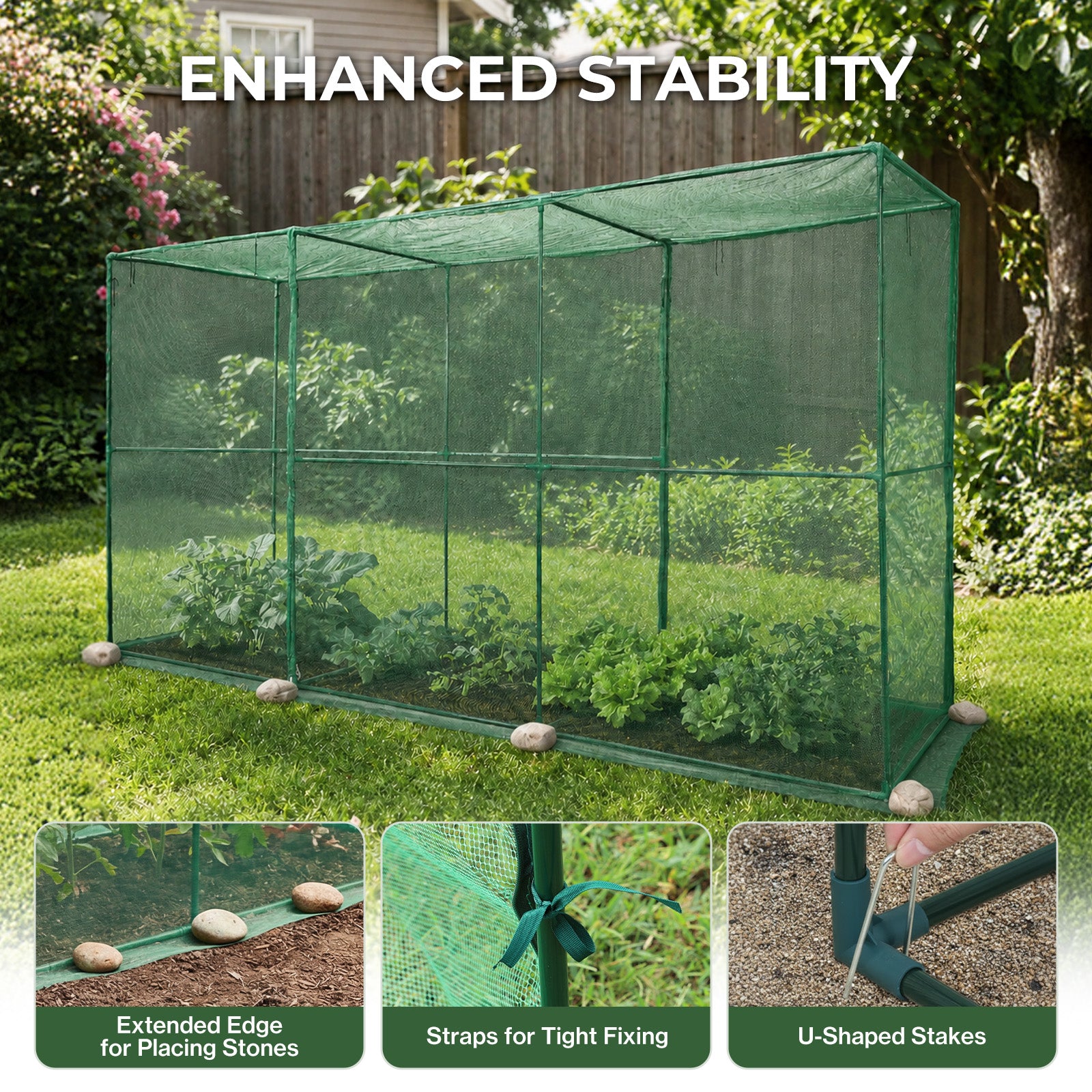 12x4x6 ft Crop Cage Tent - Plant Protection with Zipper Doors