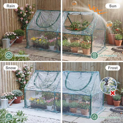 Mini Greenhouse with Zipper Doors, Waterproof & UV Protected, Transparent