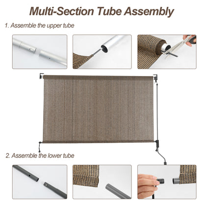 Patio Roller Shade, HDPE Fabric Outdoor Cordless Roll Up Blind with UV Protection