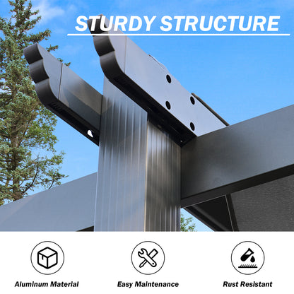 12x20 ft. Outdoor Pergola with Retractable Shade Canopy, Aluminum Frame, Roller Shade Curtain