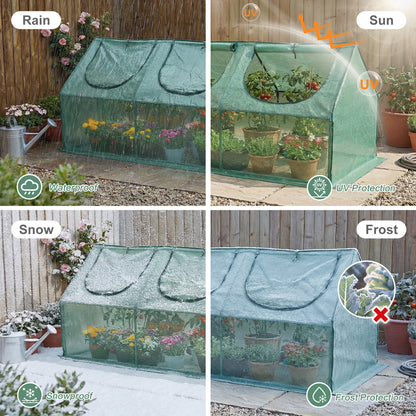 Mini Greenhouse with Zipper Doors, Waterproof & UV Protected, Green