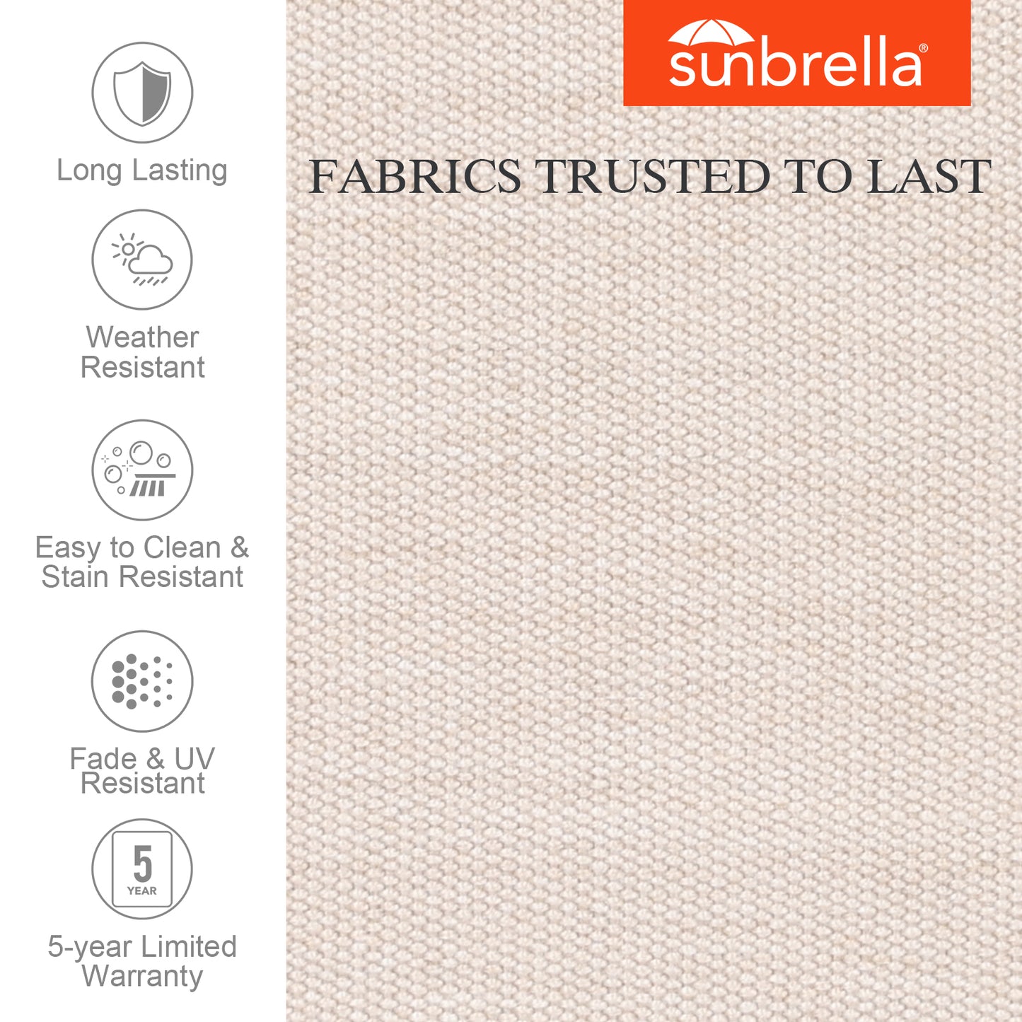 Premium Sunbrella Fabric Outdoor Patio Chair Cushions Set, Canvas Flax