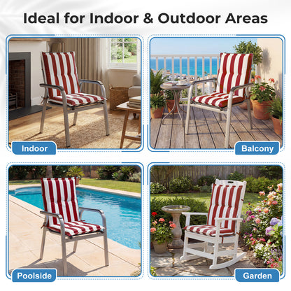 39x20x2.4 inch Outdoor Tufted Chair Cushions, Red Stripe