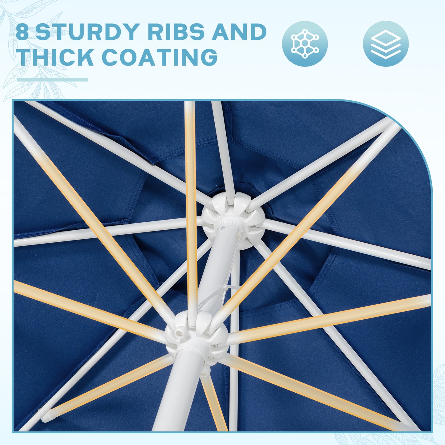 9 ft. Outdoor Patio Market Umbrella with 8 Sturdy Ribs, Push Button Tilt and Crank