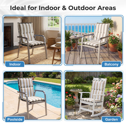 39x20x2.4 inch Outdoor Chair Cushions, Three-Section, Beige Stripe
