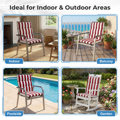 39x20x2.4 inch Outdoor Chair Cushions, Red Stripe