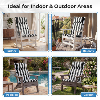 47x21x2.4 inch High Back Patio Chair Cushions with Headrest, Black Stripe
