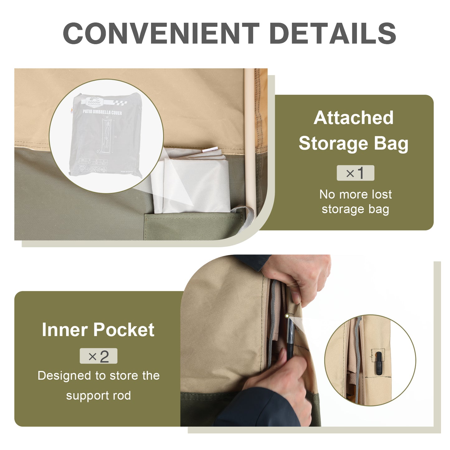 Patio Umbrella Cover for 8-11ft Double-Sided Umbrella