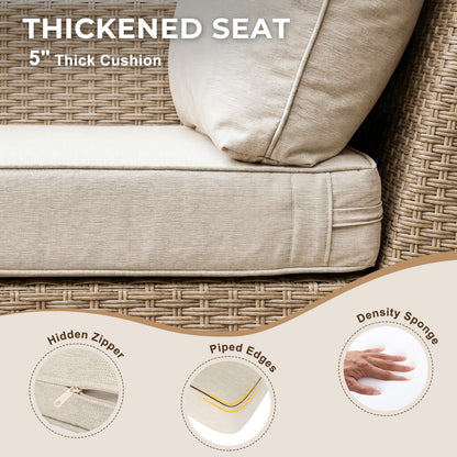 Premium 8 Piece L-shaped Patio Furniture Set with Beige Cushions