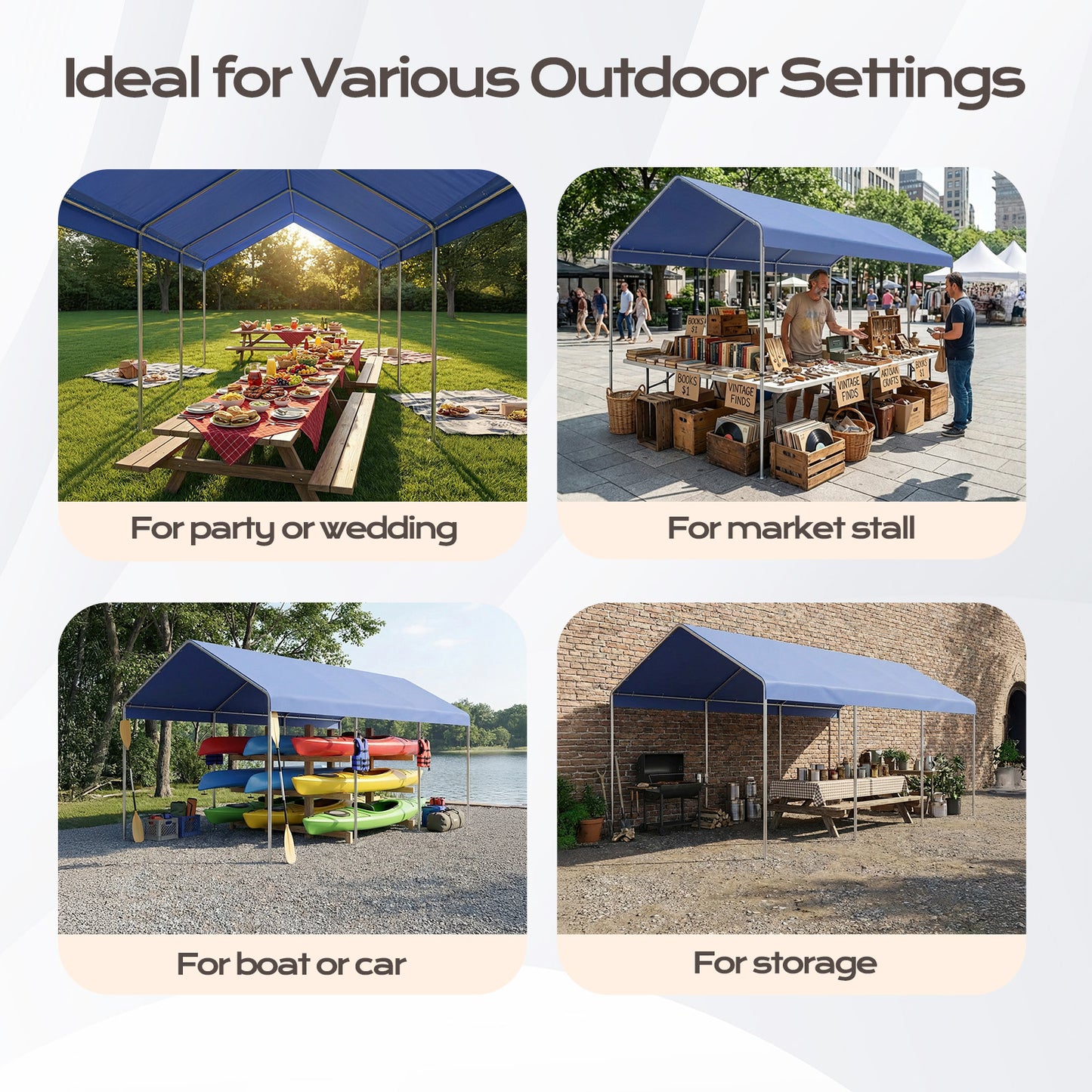 10x20 ft. Carport Replacement Canopy Cover