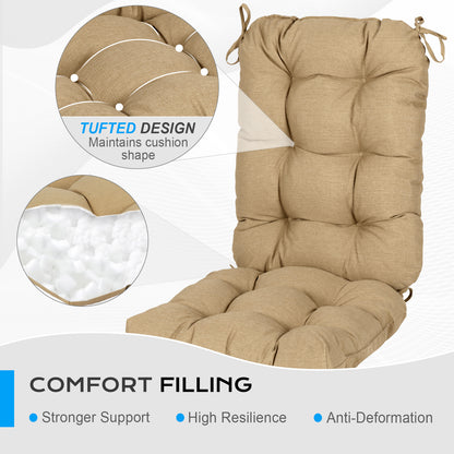 Tufted Outdoor High Back Chair Cushions Patio Replacement Cushion, Brown