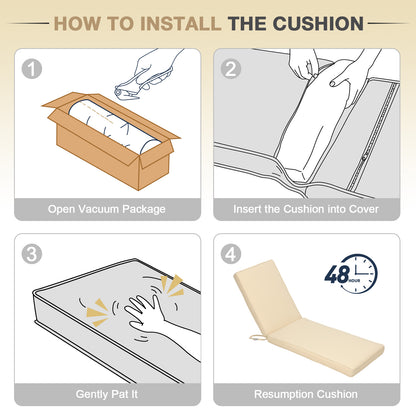 72x21x3 inch Patio Chaise Lounger Cushions Set of 2 - Beige