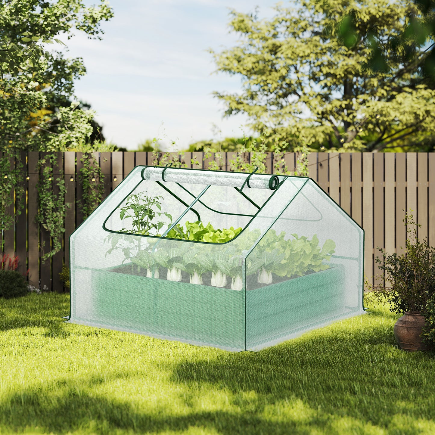 Mini Greenhouse Kit With Raised Garden Metal Beds