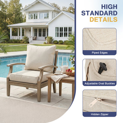 Outdoor Deep Seat Cushion Set, Patio Chair Back & Seat Cushions, Cream Beige