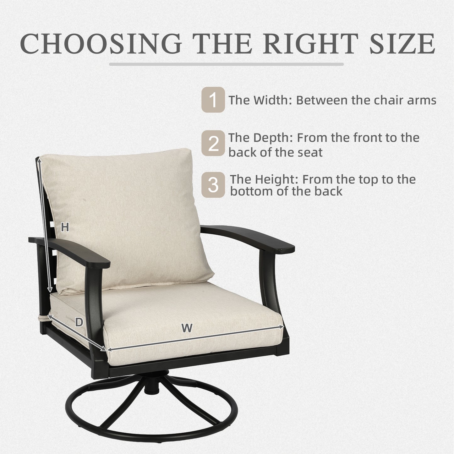 Outdoor Deep Seat Cushion Set, Waterproof Patio Chair Cushions, Beige