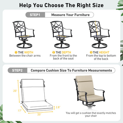 Outdoor Polyester High Back Dining Chair Cushion Set - Khaki