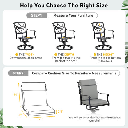 Outdoor Polyester High Back Dining Chair Cushion Set - Gray