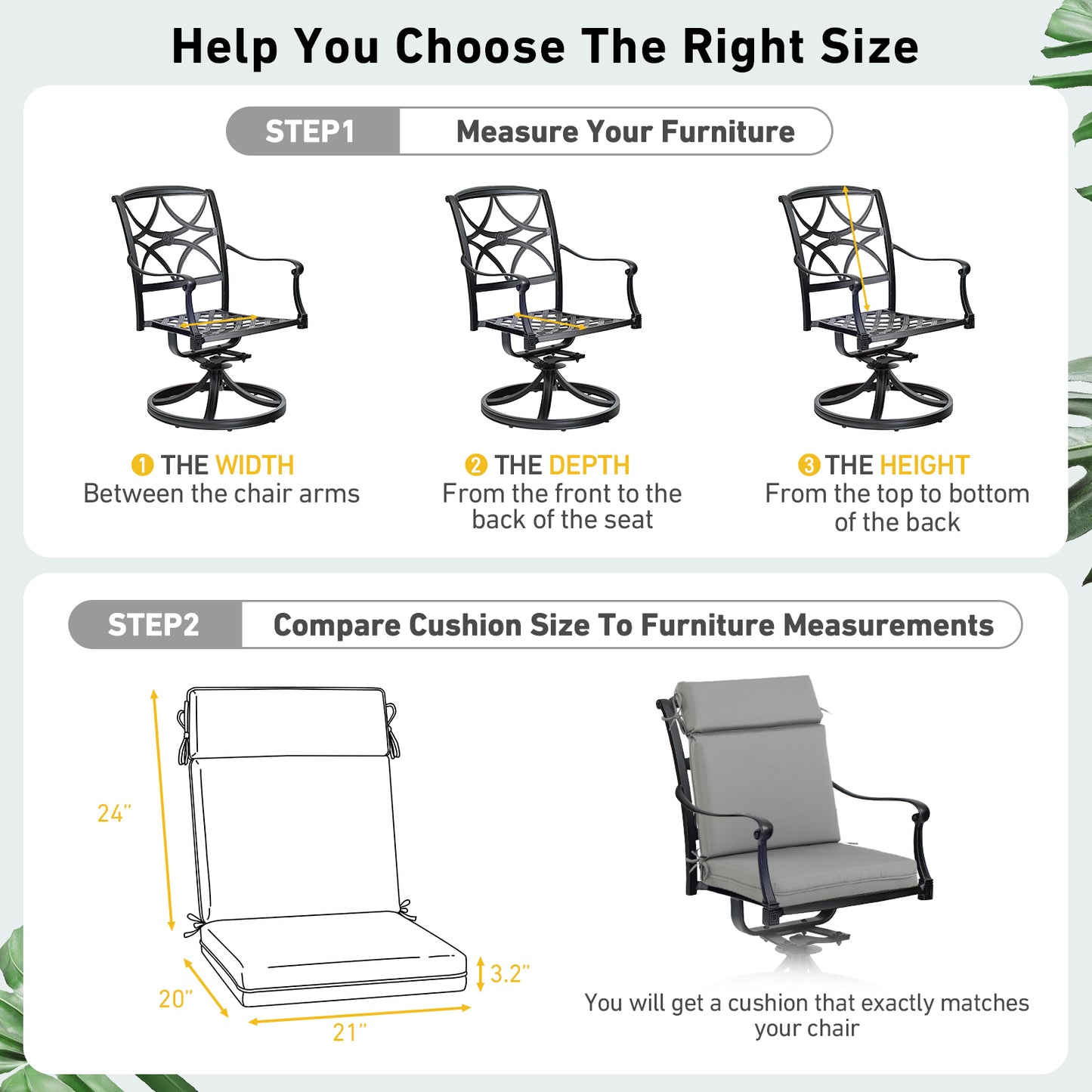 Outdoor Polyester High Back Dining Chair Cushion Set - Gray Aoodor 
