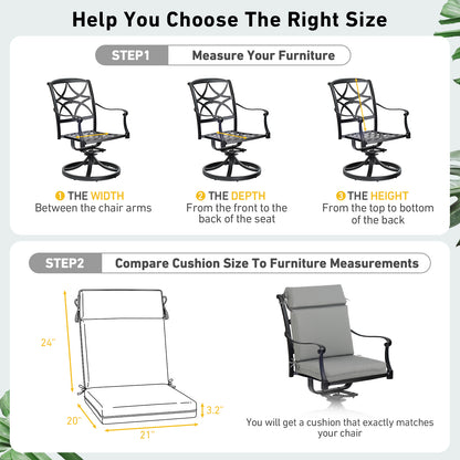 Outdoor Polyester High Back Dining Chair Cushion Set - Gray