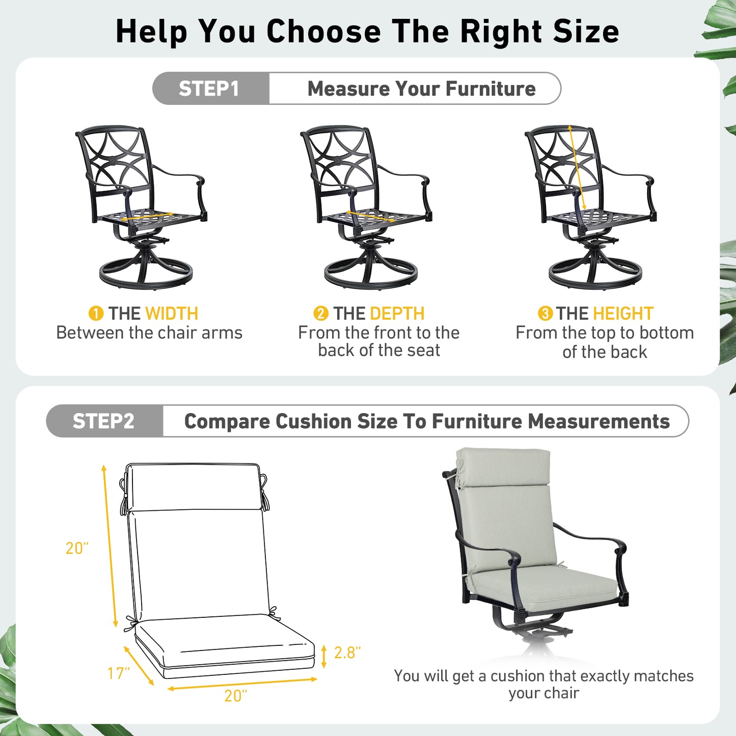 Outdoor High Back Dining Chair Cushion Set, Polyester Fabric, TPU Water Repellent Coating, Light Gray Aoodor 