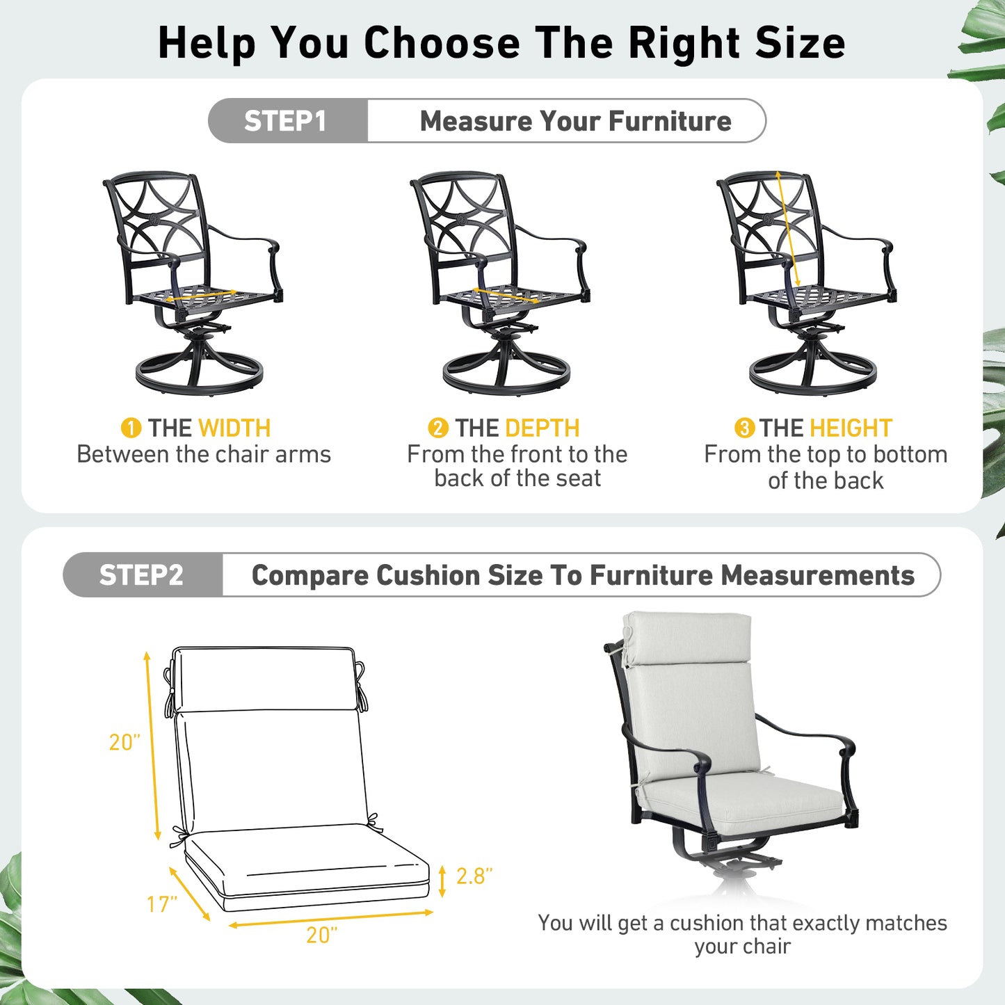 Outdoor High Back Dining Chair Cushion Set, Polyester Fabric, TPU Water Repellent Coating, Light Gray Aoodor 