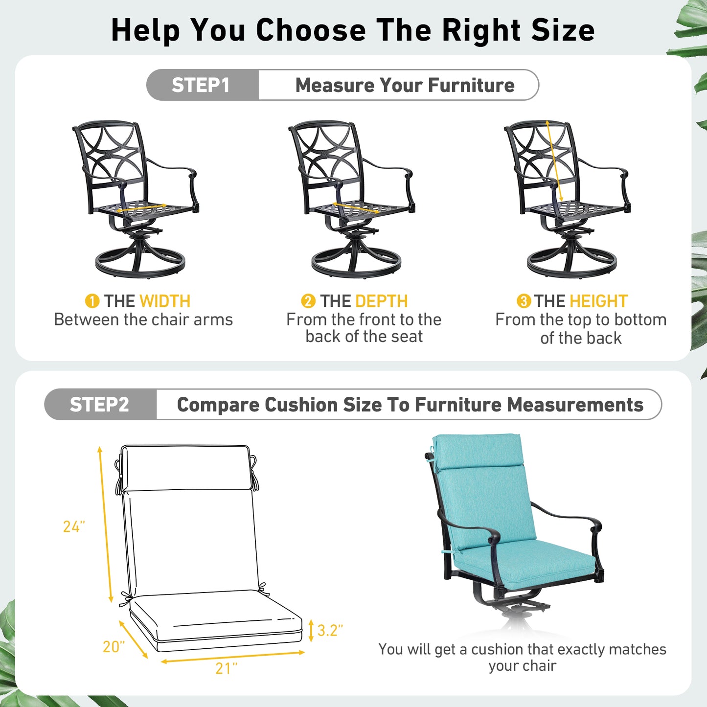 Outdoor High Back Dining Chair Cushion Set, Polyester Fabric, TPU Water Repellent Coating, Teal Aoodor 