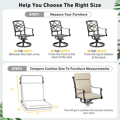 Outdoor High Back Dining Chair Cushion Set, Polyester Fabric, TPU Water Repellent Coating, Brown