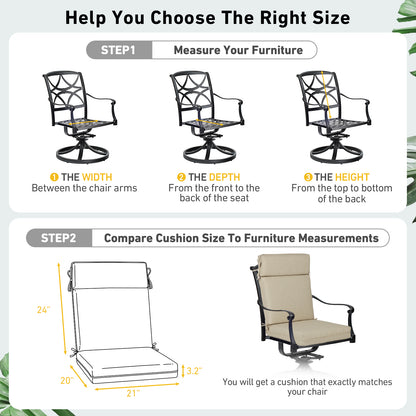 Outdoor High Back Dining Chair Cushion Set, Polyester Fabric, TPU Water Repellent Coating, Light Taupe