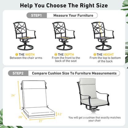 Outdoor High Back Dining Chair Cushion Set, Polyester Fabric, TPU Water Repellent Coating, Light Gray