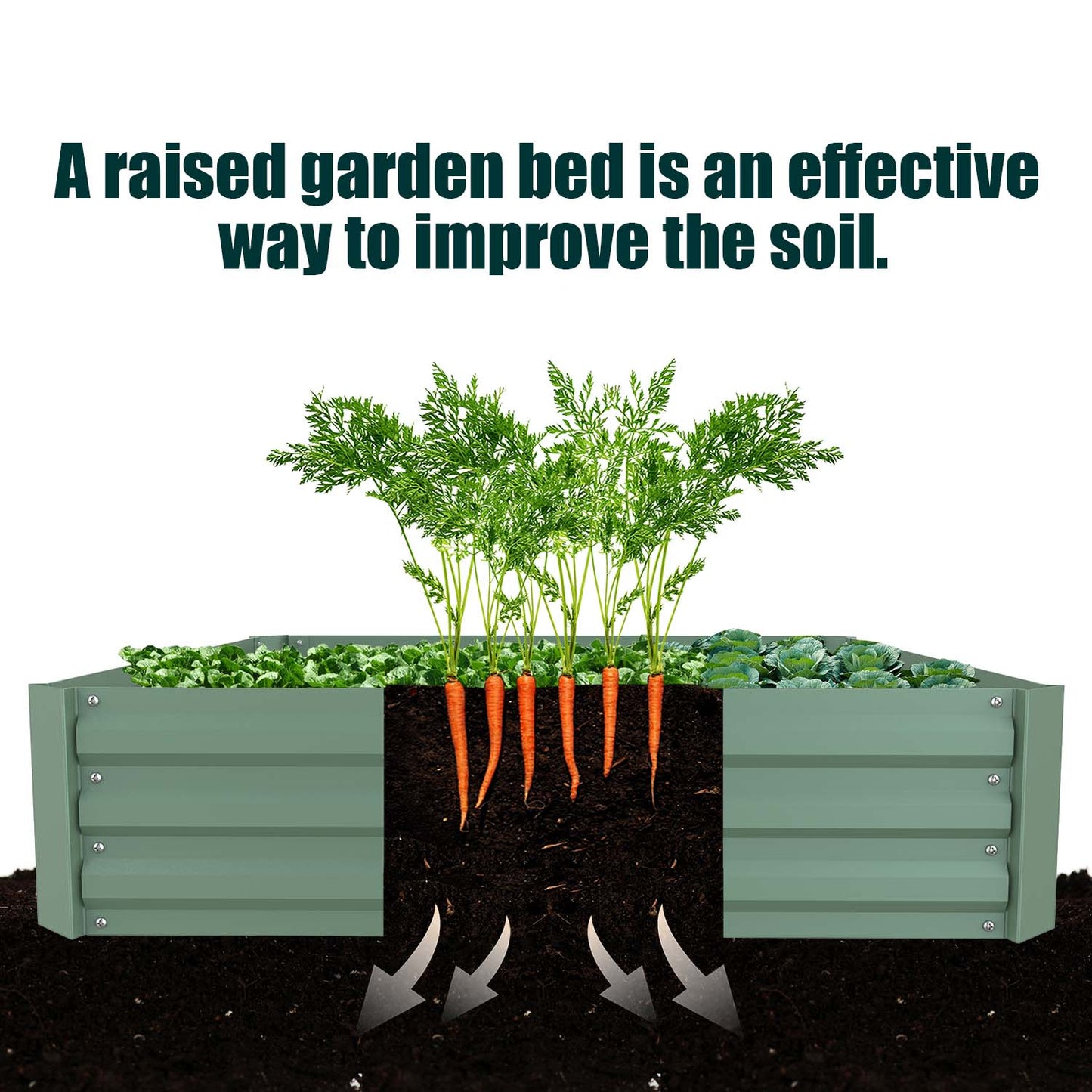 11" Tall Metal Raised Garden Bed, Galvanized Steel Planter Box - 4'x2'