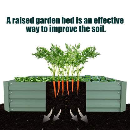 11" Tall Metal Raised Garden Bed, Galvanized Steel Planter Box - 4'x2'