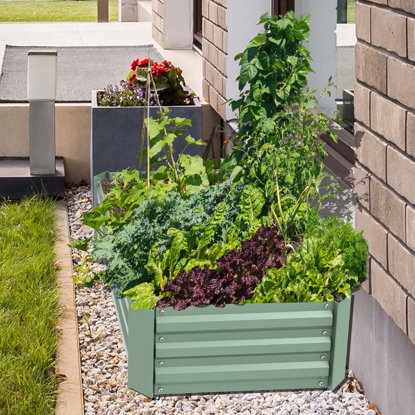 11" Tall Metal Raised Garden Bed, Galvanized Steel Planter Box - 4'x2'