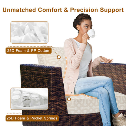 Aoodor Premium Sunbrella Outdoor Patio Chair Cushions Set, Beige