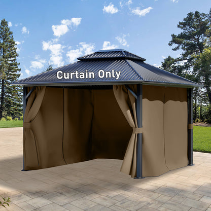 Outdoor Gazebo Curtains, 4 Panels Privacy Sidewall Replacement (Curtain Only) - Light Coffee