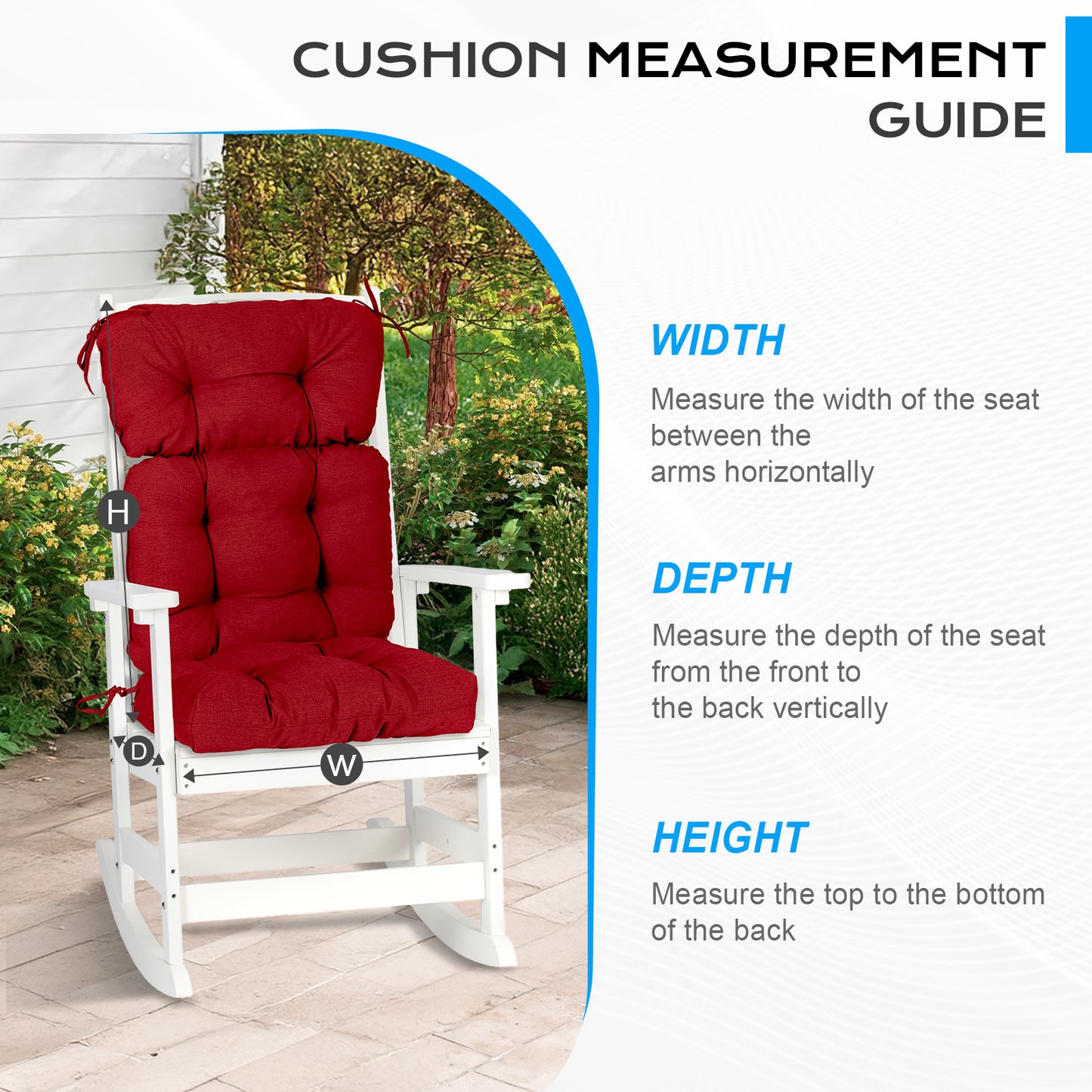 Tufted Outdoor High Back Chair Cushions Patio Replacement Cushion, Red
