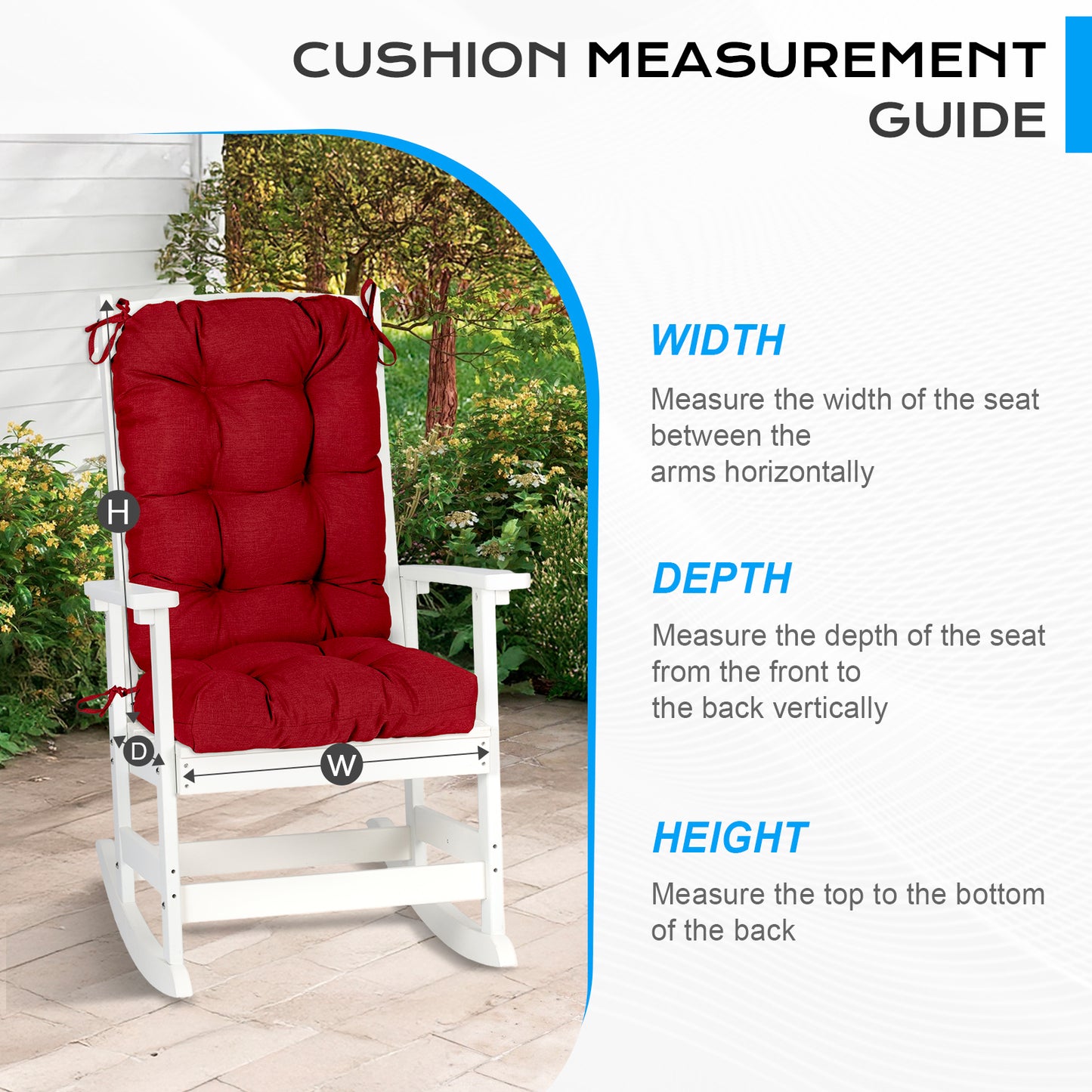 Tufted Outdoor High Back Chair Cushions Patio Replacement Cushion, Red