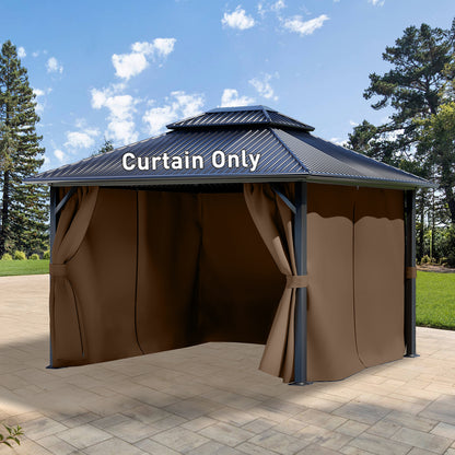 Outdoor Gazebo Curtains, 4 Panels Privacy Sidewall Replacement (Curtain Only) - Brown