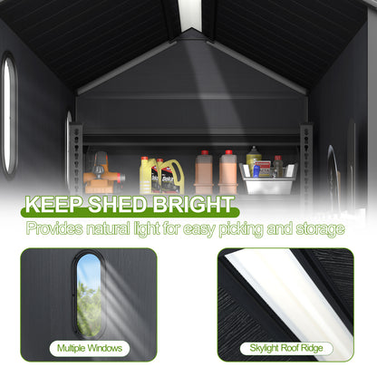 Outdoor Resin Storage Shed with Windows, Mesh Vents and Lockable Door
