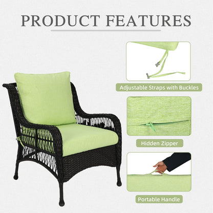 Outdoor Deep Seat Cushion Set, Waterproof Patio Chair Cushions, Green