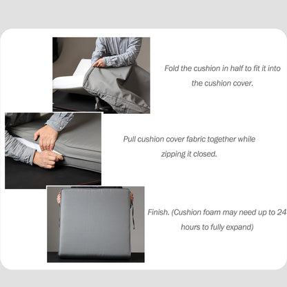 Outdoor Chair Cushions, Patio Deep Seat Cushions with Handle & Adjustable Straps - Gray