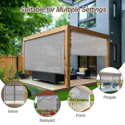 Patio Roller Shade, HDPE Fabric Outdoor Cordless Roll Up Blind with UV Protection