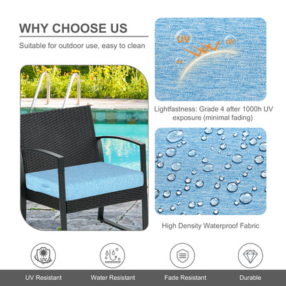 Outdoor Chair Cushions Set of 2 with Handle and Ties, Water Resistant Patio Seat Pads, Lake Blue