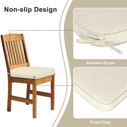 Outdoor Dining Chair Cushions Set, Patio Chair Pads with Ties, Khaki