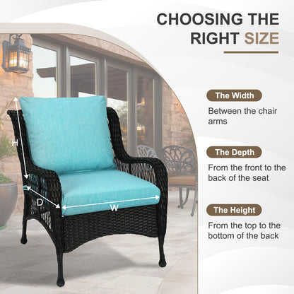 Waterproof Outdoor Deep Seat Cushion Set with Adjustable Straps & Removable Cover - Aruba Blue