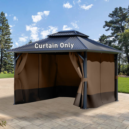Outdoor Gazebo Curtains, 4 Panels Privacy Sidewall Replacement (Curtain Only) - Brown and Coffee