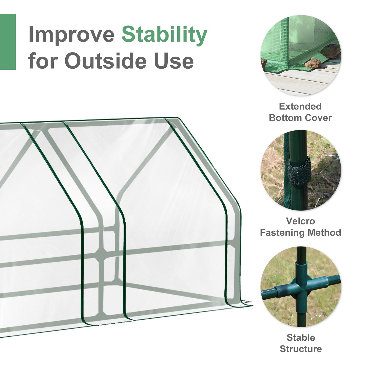 Mini Greenhouse with Zipper Doors, Water Resistant & UV Protected, Transparent - Aoodor 