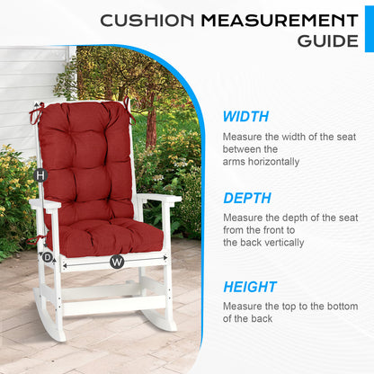 Tufted Outdoor High Back Chair Cushions Patio Replacement Cushion, Red