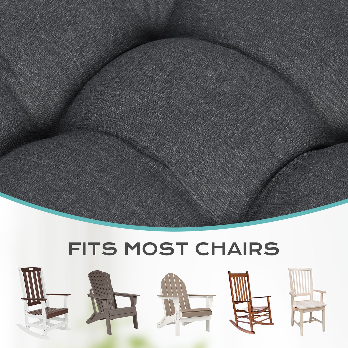 Tufted Outdoor High Back Rocking Chair Cushion Set of 2, Dark Grey