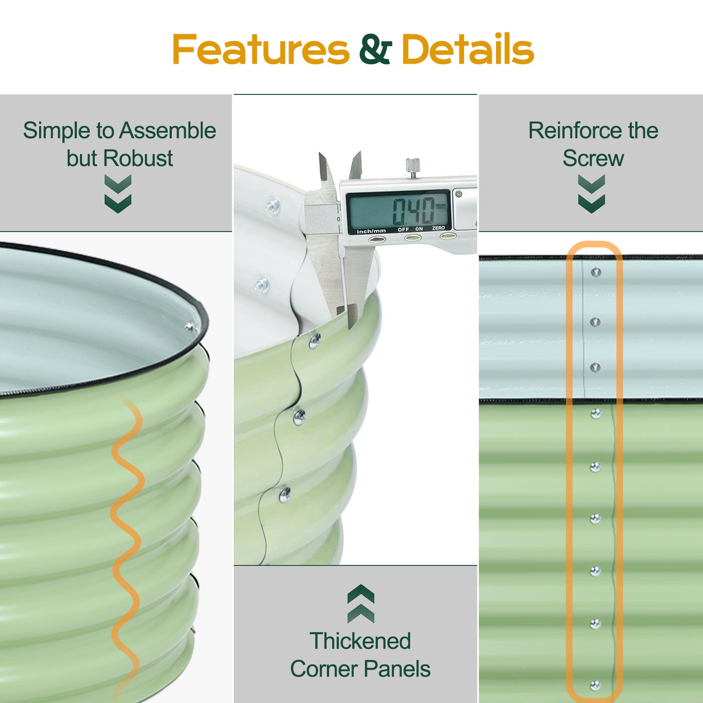 4-In-1 Oval Modular Metal Raised Garden Bed Kit, 60x24x17 inch